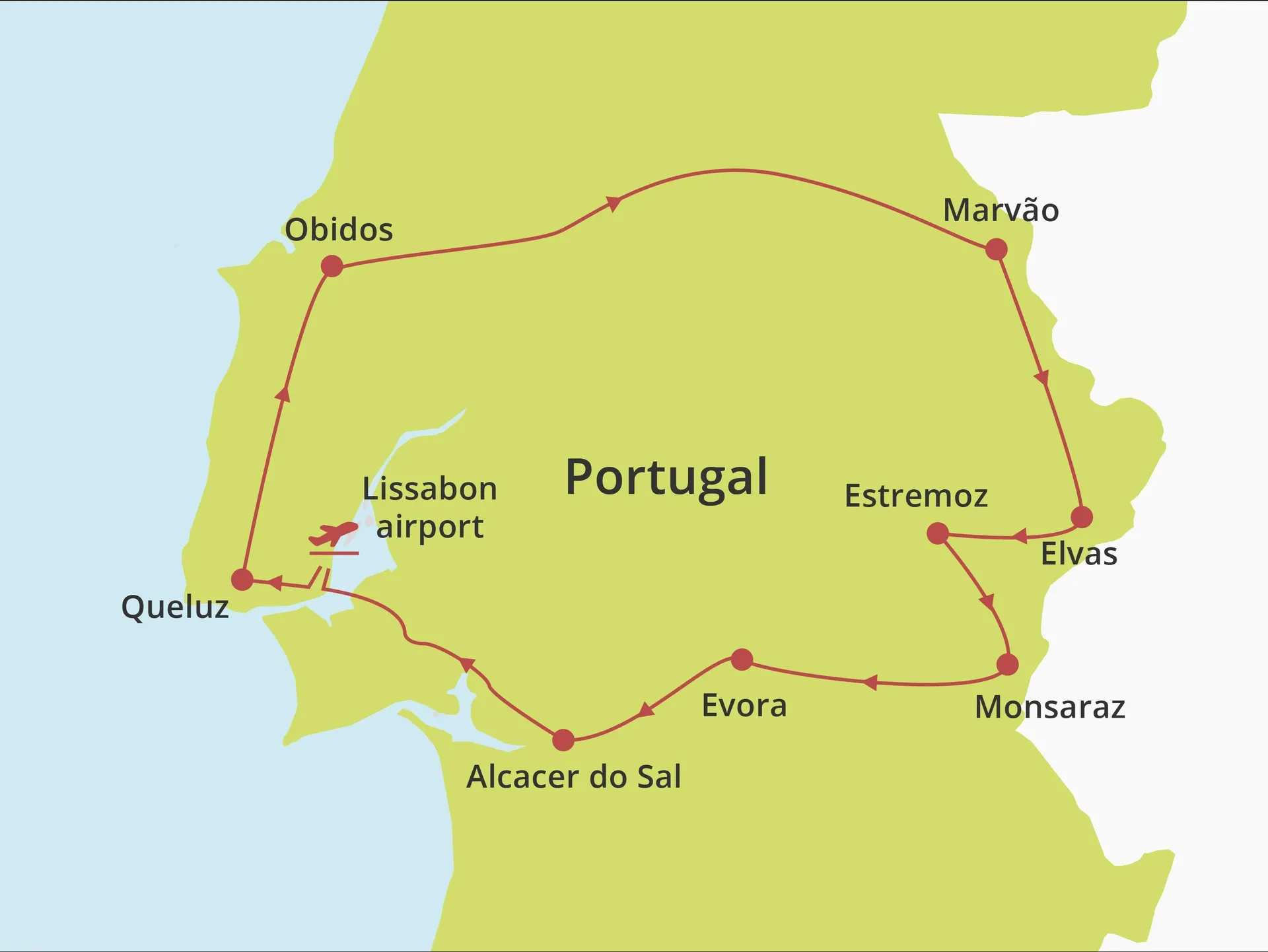 Fly-drive Lissabon en Alentejo (pousadas) 8 dagen