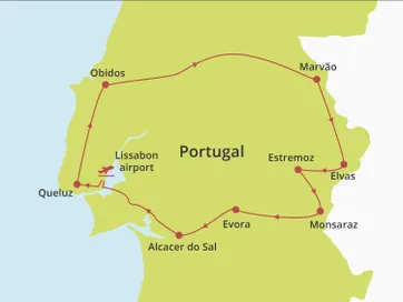 Fly-drive Lissabon en Alentejo (pousadas) 8 dagen
