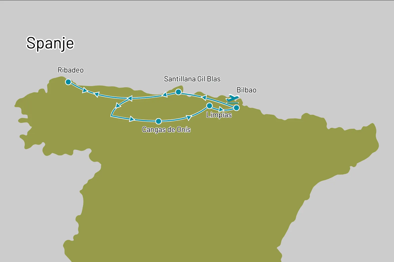 Paradores Fly-drive Kust van Biskaje - Route