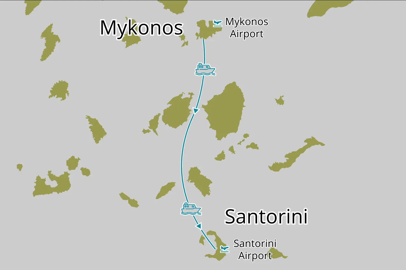 Eilandhoppen 15 dagen Mykonos-Santorini 5 - Route