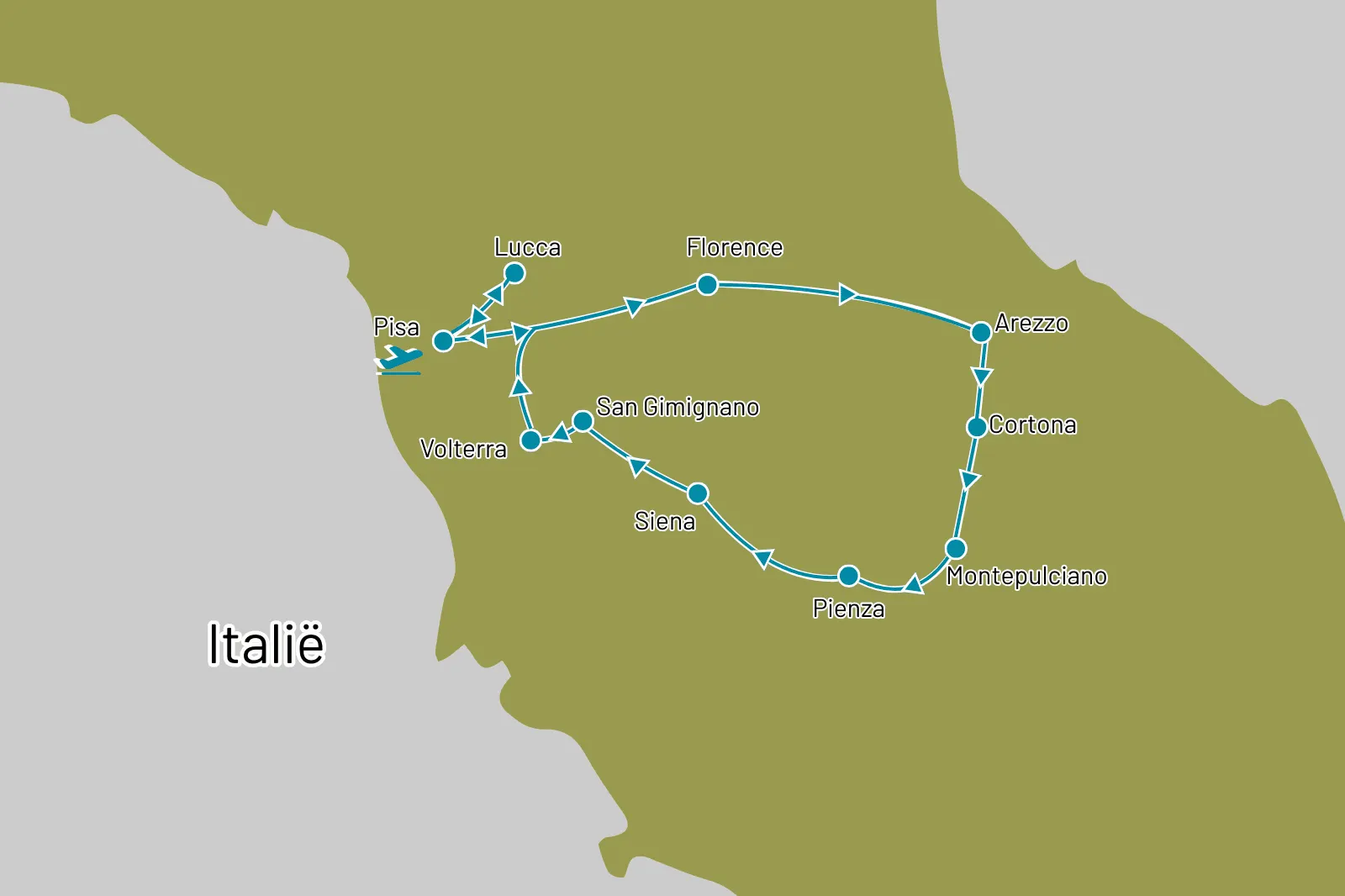 Fly-drive Hoogtepunten van Toscane
