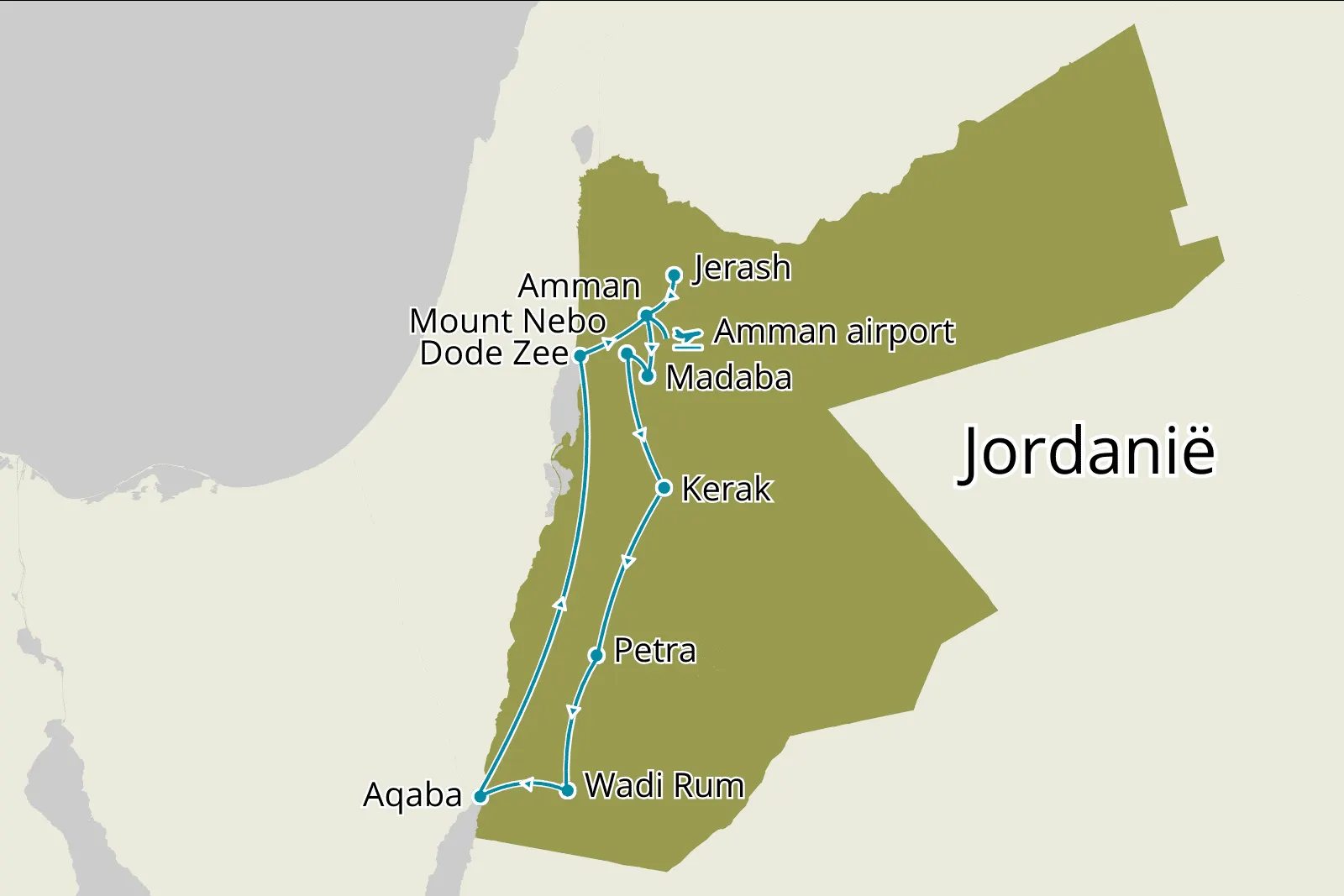Privérondreis Het beste van Jordanië - Route