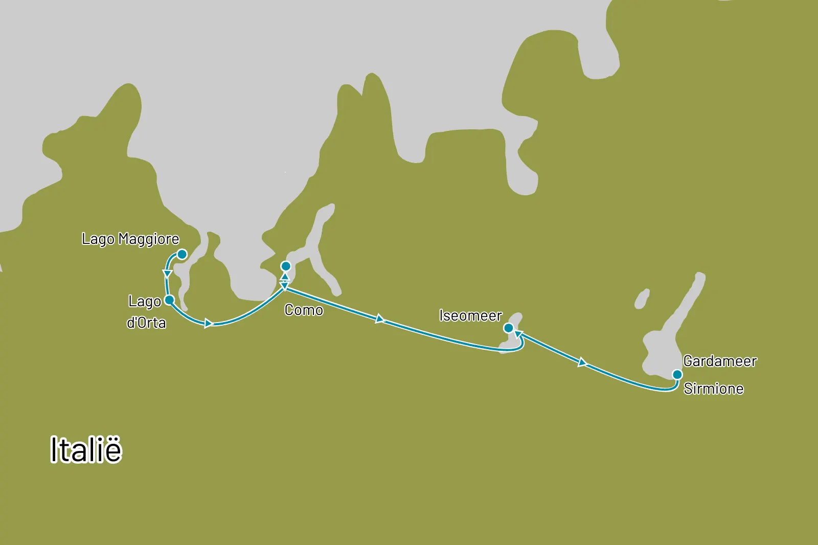 autorondreis langs 5 noord-italiaanse meren