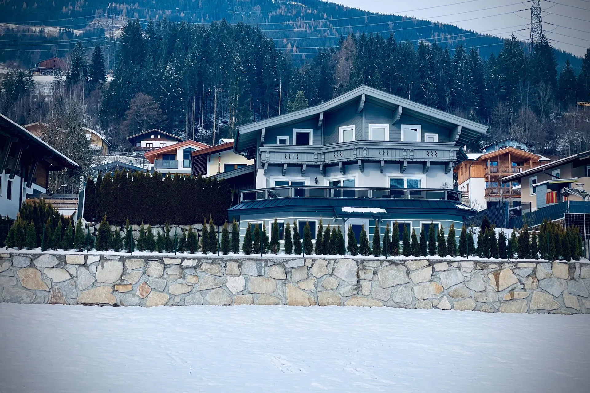 Uitzicht van vakantiehuis (winter)