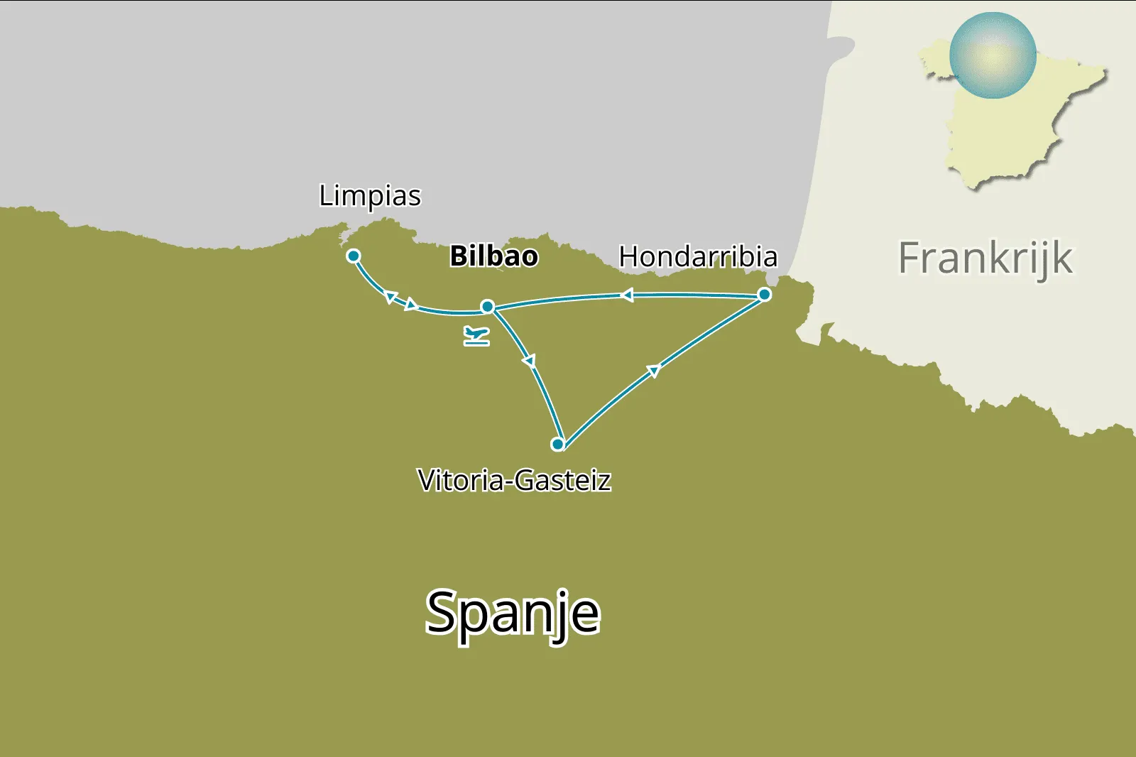 Paradores Fly-drive Baskenland - Route