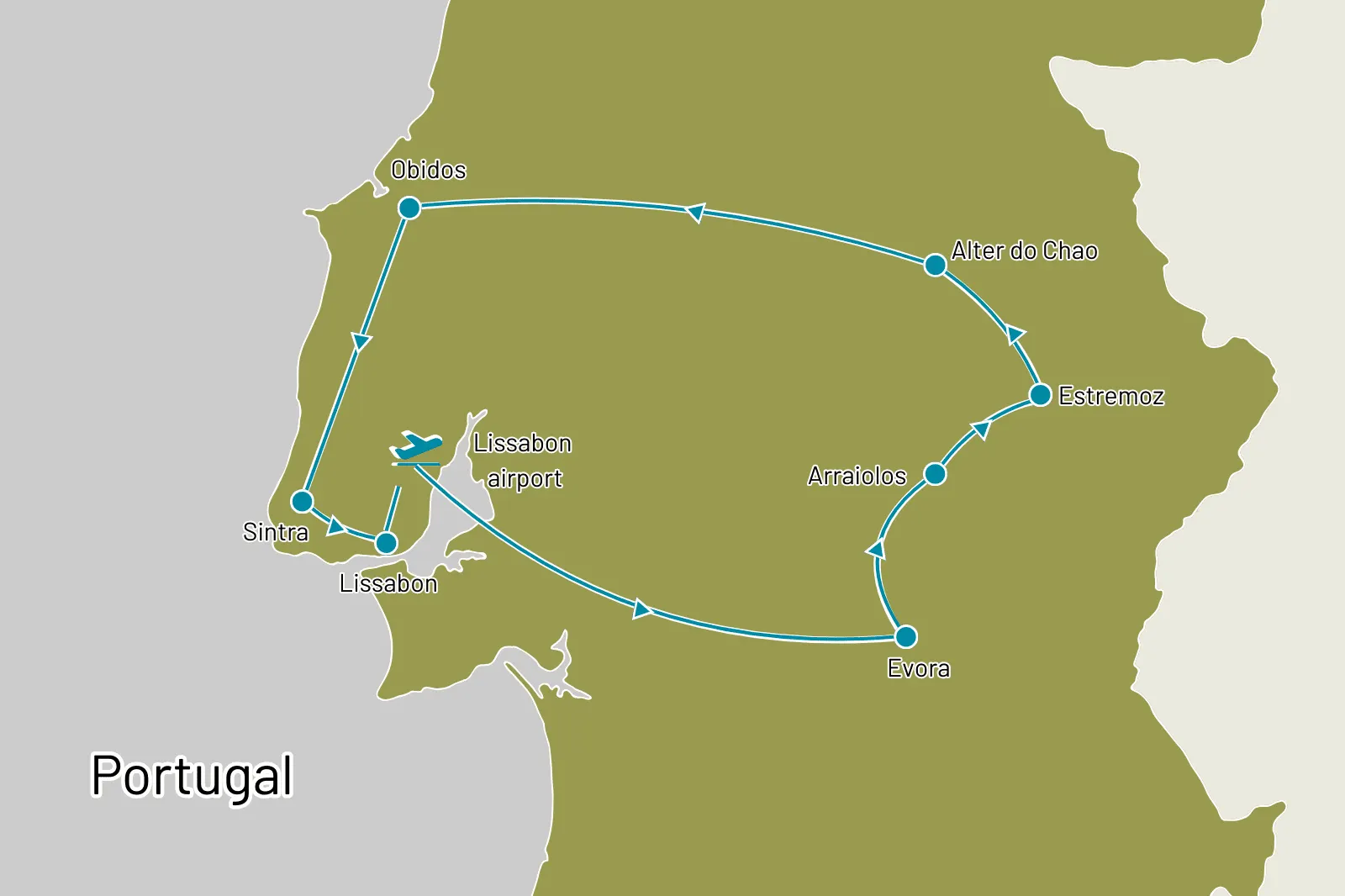 Fly-drive Alentejo en Lissabon kust (hotels) 8 dagen