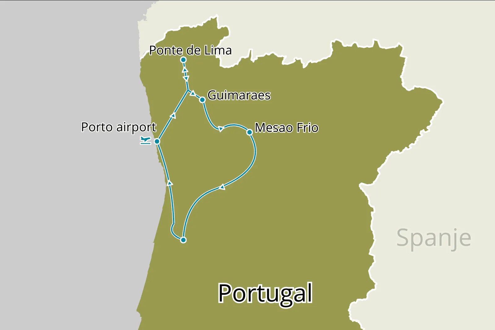 Fly-drive Wine & Dine in solares - Route